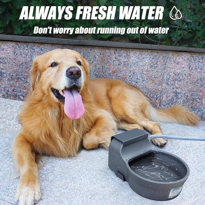 Automatic Water Bowl for Dogs, Patented 2L Dog Water Bowl Dispenser, Automatic Dog Waterer Fit 3/4'' GHT Faucet, Fit Water Pipe, Copper Connector Outdoor Dog Water Bowl for Chicken Livestock Animal