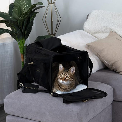 Sherpa Original Deluxe Travel Pet Carrier, Airline Approved - Charcoal Gray, Large & Delta Airlines Travel Pet Carrier, Airline Approved & Guaranteed On Board - Black, Medium