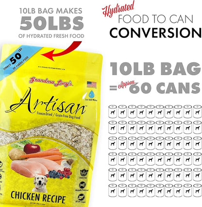 Grandma Lucy's Artisan Dog Food, Grain Free and Freeze-Dried - Artisan Chicken, 1Lb Bag