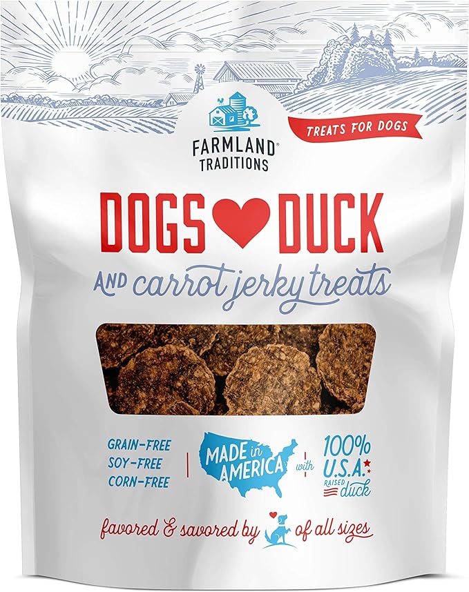 Farmland Traditions Filler Free Dogs Love Duck & Carrot Premium Jerky Treats. (5 oz)
