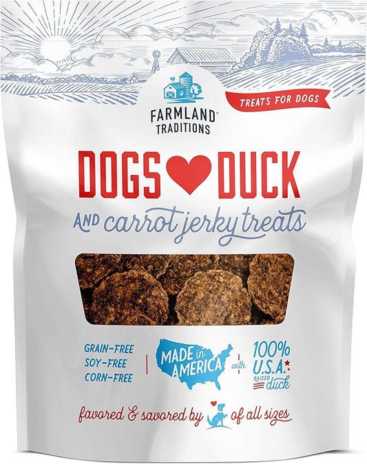 Farmland Traditions Filler Free Dogs Love Duck & Carrot Premium Jerky Treats. (5 oz)