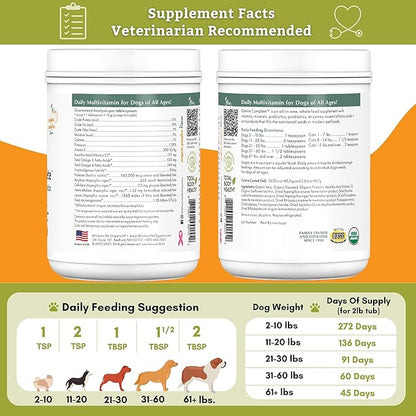 Wholistic Pet Organics Canine Complete: Organic Pumpkin Supplement for Dogs 2lb - Pumpkin Powder for Dogs - Fiber Supplement for Dogs - USDA Certified Organic - Supports Digestion, Heart & Gut Health