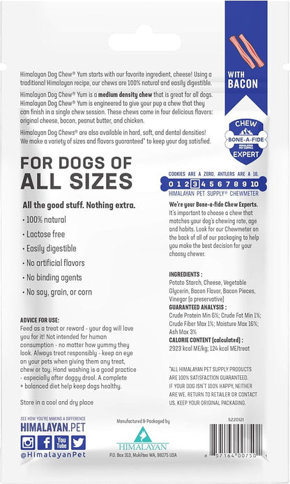 Himalayan Dog Chew Yak Cheese Dog Chews, 100% Natural, Long Lasting, Gluten Free, Healthy & Safe Dog Treats, Lactose & Grain Free, Protein Rich, For All Breeds, Medium, Bacon Flavor, 4.5 oz