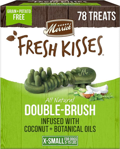Merrick Fresh Kisses Natural Dental Chews Infused With Coconut And Botanical Oils For Tiny Dogs 5-15 Lbs - 78 ct. Box