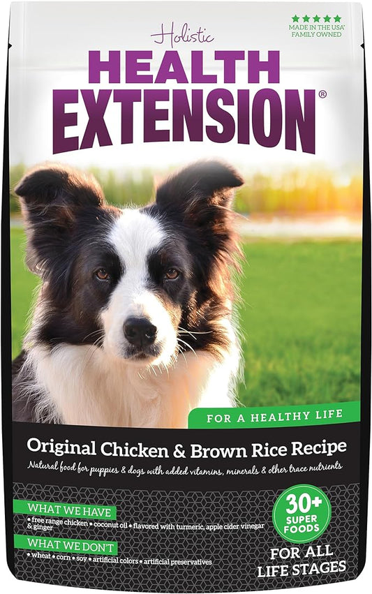 Health Extension Dry Dog Food, Natural Food with added Vitamins & Minerals, Suitable for Puppies & Dogs, Original Chicken & Brown Rice Recipe (30 Pound / 13.6 kg)