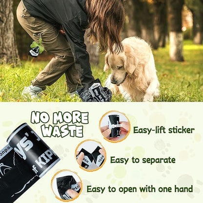 KIPRITII Strong-Endurance Dog Poop Bag Set with Dispenser & Leash Clip, Thick Waste Poop Bags for Puppy/Small/Medium/Large Dog & Cat