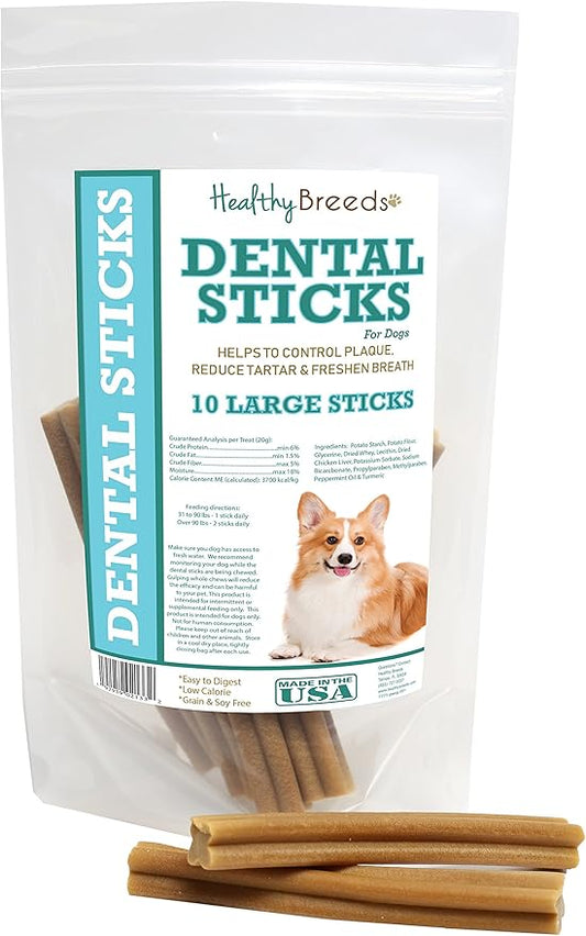 Healthy Breeds Pembroke Welsh Corgi Dental Sticks Large 10 Count