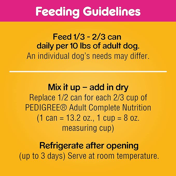 PEDIGREE CHOPPED GROUND DINNER Adult Canned Soft Wet Dog Food with Beef, 13.2 oz. Cans (Pack of 12)