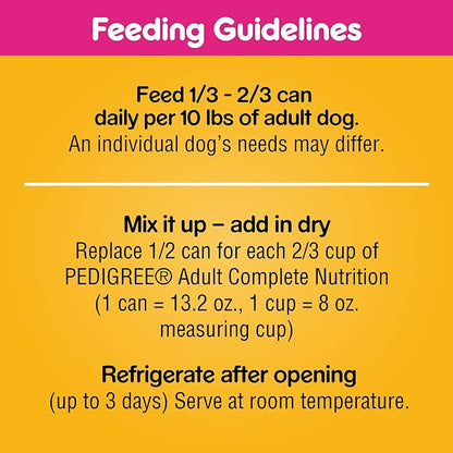 PEDIGREE CHOPPED GROUND DINNER Adult Canned Soft Wet Dog Food with Beef, 13.2 oz. Cans (Pack of 12)
