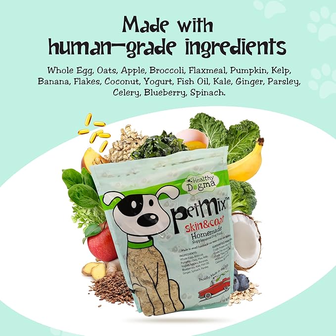 Healthy Dogma - PetMix Dehydrated Dog Food for Allergies, Joint Support & Mobility - Grain Free, Raw, Homemade Dog Food (Skin & Coat, 10 lbs)