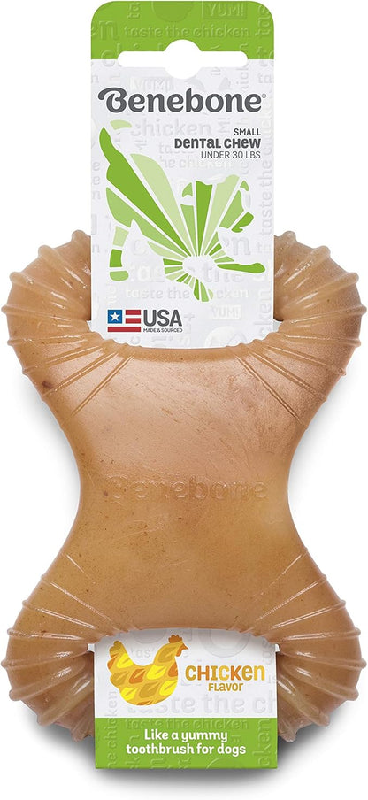 Benebone Dental Durable Dog Chew Toy for Aggressive Chewers, Real Chicken, Made in USA, Small