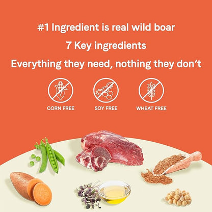 Canidae Pure Limited Ingredient Premium Adult Dry Dog Food, Real Wild Boar & Garbanzo Bean Recipe, 22 lbs, Grain Free