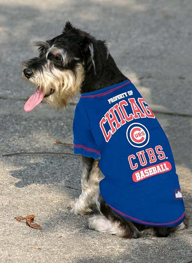 MLB Chicago Cubs Dog T-Shirt, Large. - Licensed Shirt for Pets Team Colored with Team Logos. - Premium Stretchable Materials for The Comfort of Your Dog & cat.