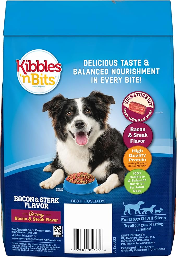 Kibbles 'n Bits Savory Bacon & Steak Flavor Dry Dog Food, 3.5 lb. Bag