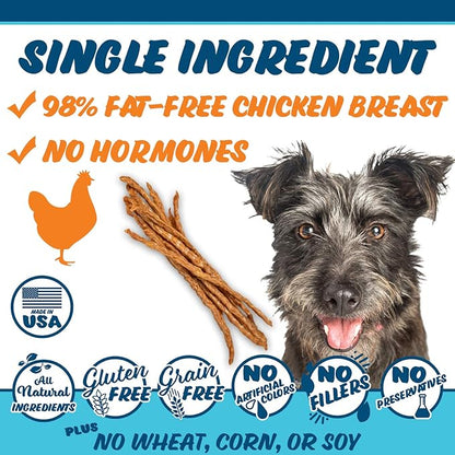 Chicken Jerky Sticks Crunchy Dog Treats Made in The USA Single Ingredient for Small to Large Dogs 75 Count 8oz