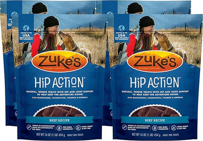 Zuke's Hip Action Hip & Joint Natural Dog Treats Crafted in The USA 16 Ounce (Pack of 4)