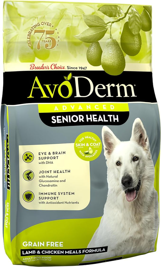 AvoDerm Natural Advanced Senior Health Dry Dog Food, Lamb Recipe, Grain Free, 24 lbs