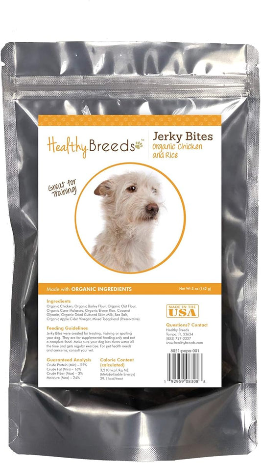Healthy Breeds Portuguese Podengo Pequeno Jerky Bites Chicken & Rice Recipe Dog Treats 5 oz