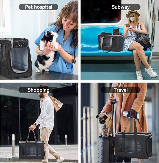 Cat Backpacks for Carrying Cats Pet Backpack Carrier for Small Dogs and Cats, Fully Ventilated Mesh Dog Backpack, Portable Cat Carrier for Travel, Hiking, Walking (Charcoal Black)