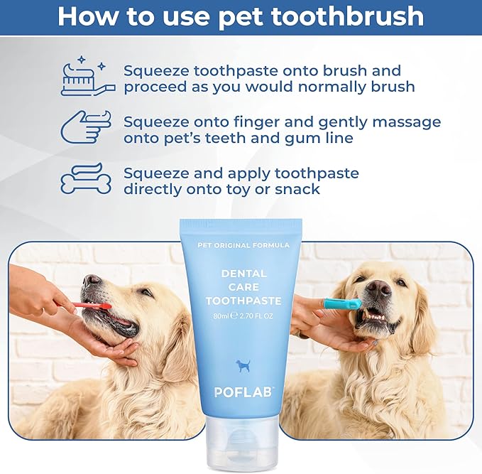 Pet Dental Care Toothpaste - Dog Oral Health Toothpaste - Removes Plaque & Tartar Build-Up - Enamel-Safe Cat Toothpaste - Eliminates Bad Breath