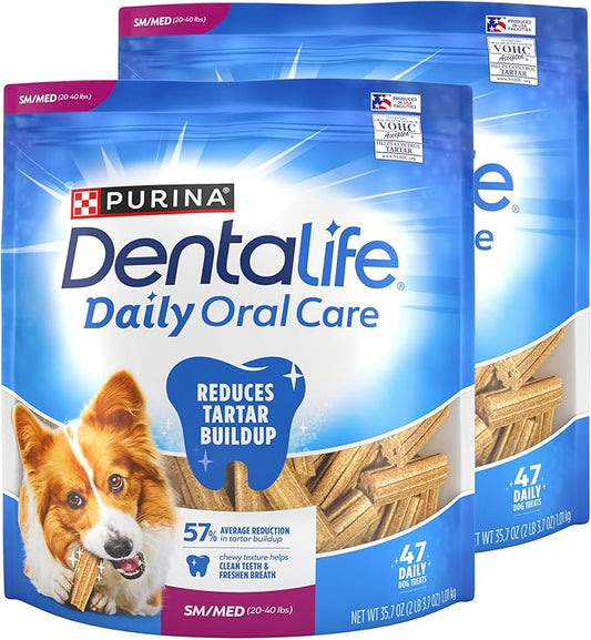 Dentalife DentaLife Made in USA Facilities Small/Medium Dog Dental Chews, Daily - (2) 47 ct. Pouches