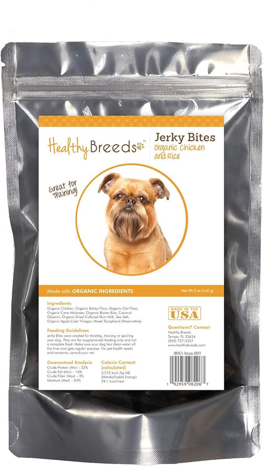 Healthy Breeds Brussels Griffon Jerky Bites Chicken & Rice Recipe Dog Treats 5 oz
