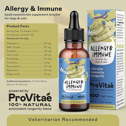Allergy & Immunity Booster Liquid Concentrate for Dogs & Cats – with Echinacea, Elderberry, Turmeric – Daily Vitamins for Healthy Immune System, Allergy Relief & Antioxidants for Longevity