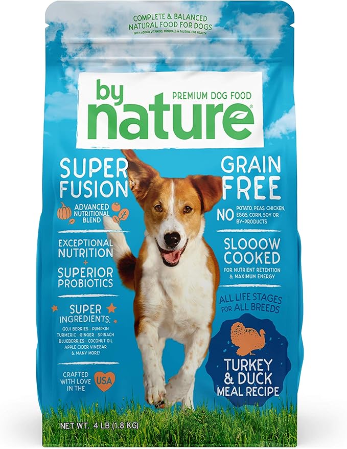 Grain Free Dog Food Made in USA [Grain Free Dry Dog Food with Superfood Ingredients for Food Sensitivities and Immune Health], Turkey & Duck Meal Recipe, 4 lb. Bag, Brown (77060)