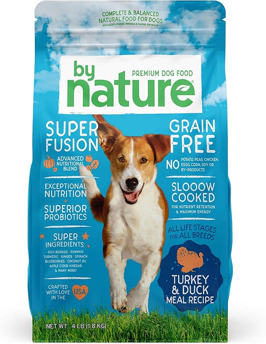 Grain Free Dog Food Made in USA [Grain Free Dry Dog Food with Superfood Ingredients for Food Sensitivities and Immune Health], Turkey & Duck Meal Recipe, 4 lb. Bag, Brown (77060)