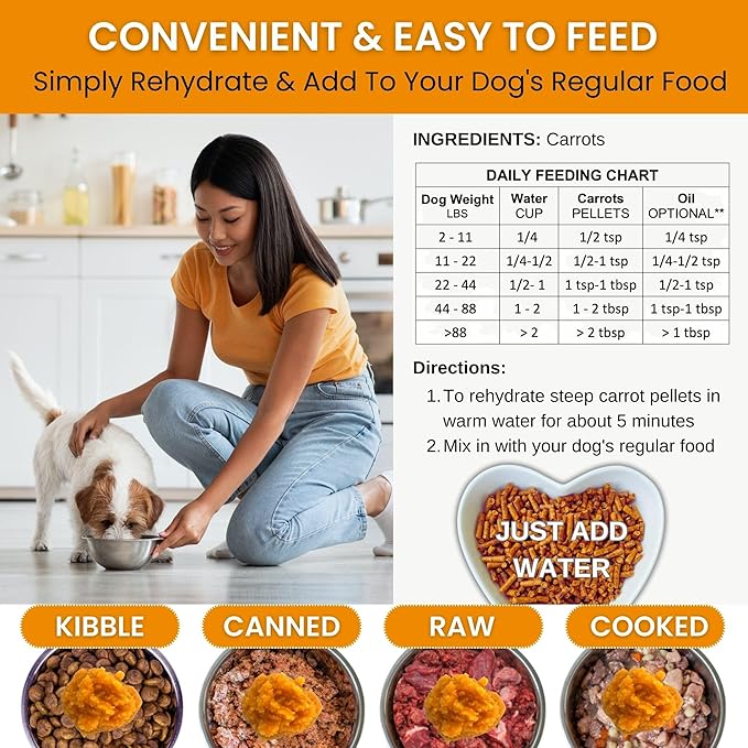 Olewo Original Carrots for Dogs – Fiber for Dog Stool Hardener, Dog Food Toppers for Picky Eaters, Skin & Coat Support, Multivitamin for Dogs, Probiotics for Dogs Digestive and Dog Gut Health, 5.5 lbs