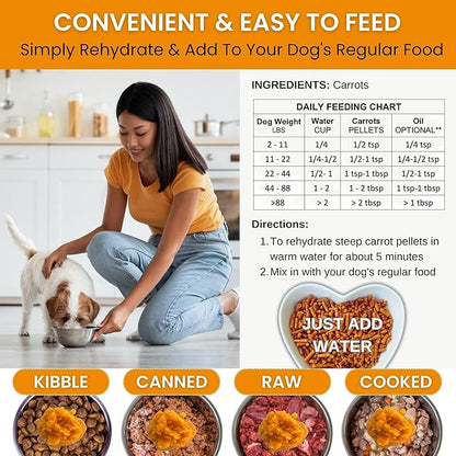 Olewo Original Carrots for Dogs – Fiber for Dog Stool Hardener, Dog Food Toppers for Picky Eaters, Skin & Coat Support, Multivitamin for Dogs, Probiotics for Dogs Digestive and Dog Gut Health, 5.5 lbs