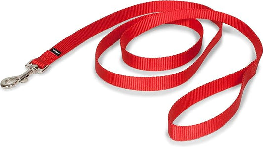 PetSafe Nylon Dog Leash - Strong, Durable, Traditional Style Leash with Easy to Use Bolt Snap - 3/4 in. x 6 ft., Red