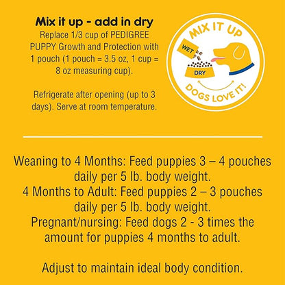 PEDIGREE PUPPY Soft Wet Dog Food Morsels in Sauce With Chicken, 3.5 oz Pouches, 16 Pack