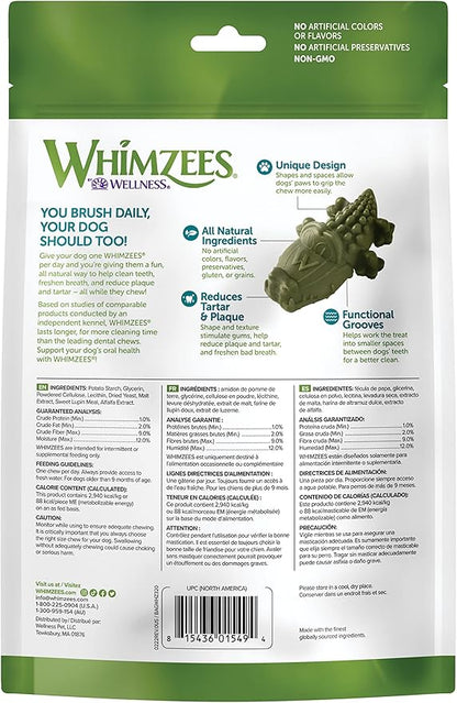 WHIMZEES by Wellness Alligator Natural Dental Chews for Dogs, Long Lasting Treats, Grain-Free, Freshens Breath, Medium Breed, 12 Count