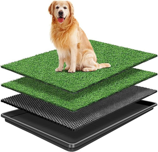35 x 24In Dog Grass Pad with Tray Pet Potty Fake Grass Training Mat Artificial Grass for Dogs with tray on Indoor and Outdoor