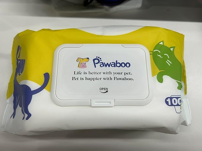 Pawaboo Dog Wipes for Paws and Butt, Unscented Hypoallergenic Pet Wipes for Dog Cat, Soft Thick Dog Grooming Wipe for Cleaning Deodorizing with Lids, Puppy Wipes for Face Ears Body- 1Pack/100Count