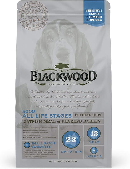 Blackwood Special Diet All Life Stages Dry Dog Food, 15Lb., Catfish & Pearled Barley Recipe, Sensitive Skin and Stomach, Grain Free Dog Food