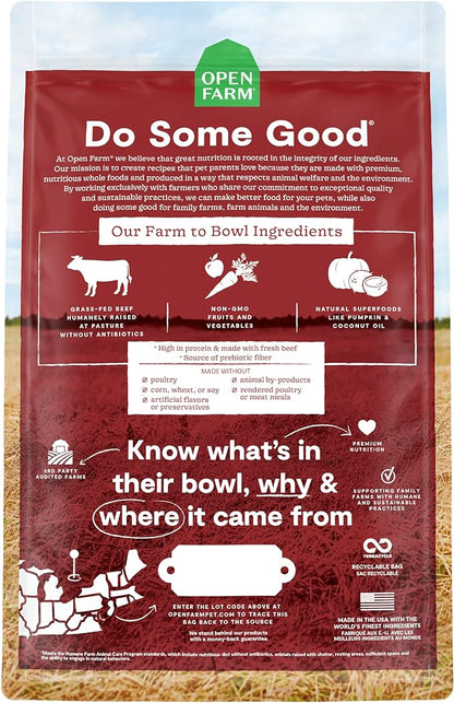 Open Farm Grass-Fed Beef Grain-Free Dry Dog Food, 100% Humanely Raised Wagyu Recipe with Non-GMO Superfoods and No Artificial Flavors or Preservatives, 11 lbs
