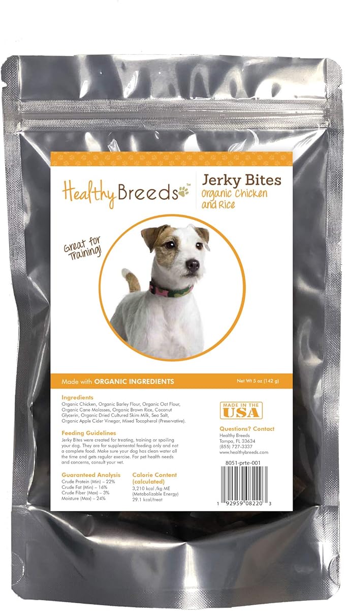 Healthy Breeds Parson Russell Terrier Jerky Bites Chicken & Rice Recipe Dog Treats 5 oz