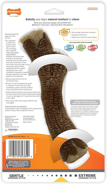 Nylabone Strong Chew Real Wood Stick Chew Toy for Dogs, Maple Bacon Flavor, X-Large/Souper (1 Count)