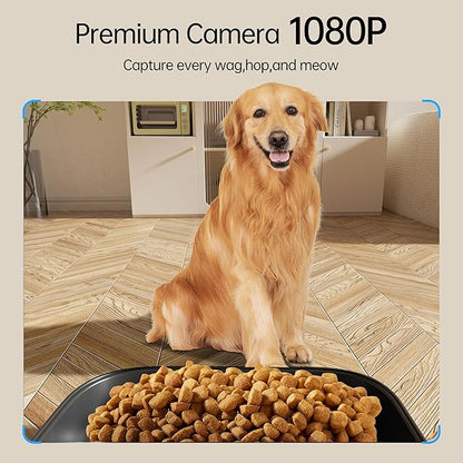 DOGNESS Automatic 11L Dog Feeder with Ultra wide angle HD night vision Camera, Dog Feeder with APP Control, Automatic Dog Feeder Support 2.4G WiFi, 5000 mAh Battery and Plug-in Power (Black)