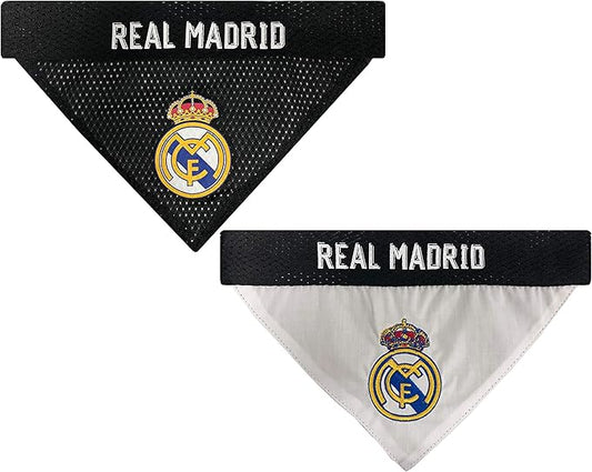 MLS Real Madrid REVERSIBLE BANDANA for DOGS & CATS. Cutest Pet Bandana Scarf Bib Apron Sports Fan Apparel, Team color, SIZE: Large / X-Large
