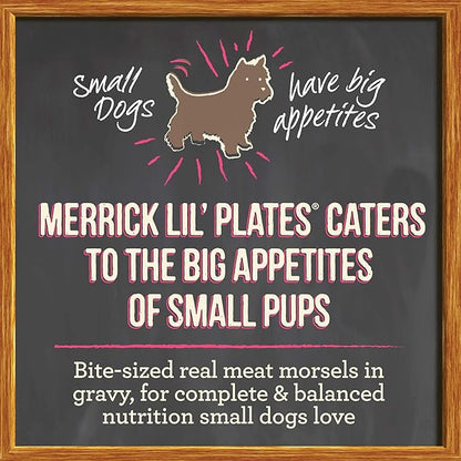Merrick Lil’ Plates Premium Grain Free Natural, Soft Wet Dog Food For Small Dogs, Tiny Thanksgiving Day Dinner - (Pack of 12) 3.5 oz. Tubs