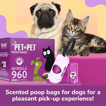 Pet N Pet Poop Bags for Dogs, 960 Counts Lavender Scented Dog Poop Bags, USDA Certified 38% Plant Based & 62% PE Dog Waste Bags, Doggie Poop Bags, Dog Poop Bags Rolls, Scented Poop Bags for Dogs