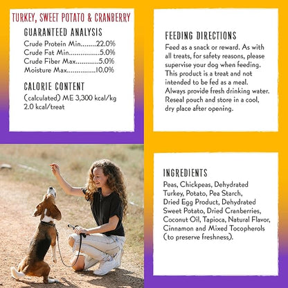 Charlee Bear Grain Free Bear Crunch Dog Treats 2 Flavor Variety Bundle: (2) Bacon & Blueberry Flavor and (2) Turkey, Sweet Potato & Cranberry Flavor, 8 Ounces Each (4 Pack)