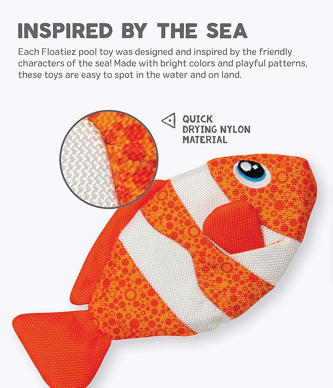 Outward Hound Floatiez Clownfish Floating Interactive Dog Toy, Small