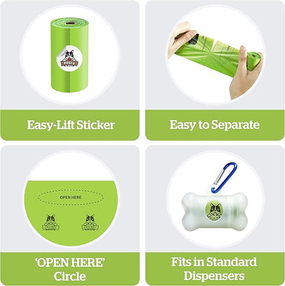 Pogi's Compostable Dog Poop Bags - 32 Rolls (480 Doggie Poop Bags) - Leak-Proof Dog Waste Bags, Plant-based ASTM D6400, EN13432 Certified Extra Large Poop Bags for Dogs