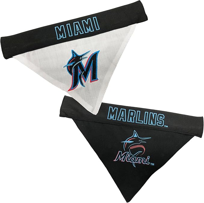Pets First MAR-3217-L-XL MLB Dog Bandana - Miami Marlins Reversible Pet Bandana, Large/X-Large, MLB Team Color