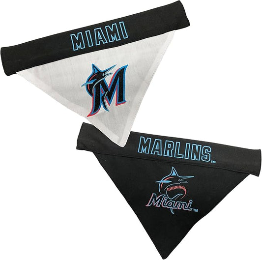 Pets First MAR-3217-L-XL MLB Dog Bandana - Miami Marlins Reversible Pet Bandana, Large/X-Large, MLB Team Color