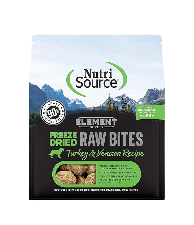 NutriSource Element Series Turkey and Venison Freeze Dried Raw Bites, 2.5 Ounce (Pack of 1)